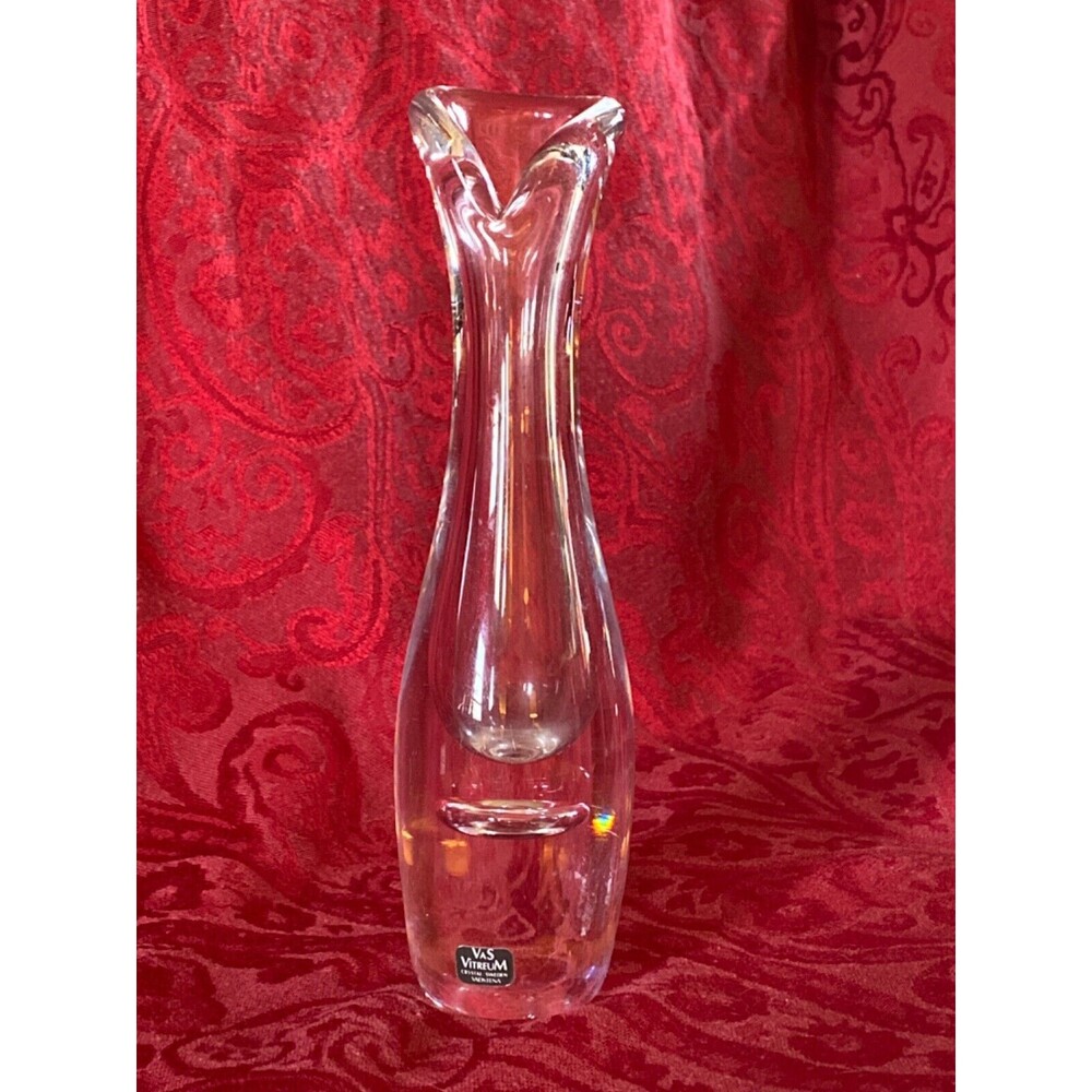 VAS VITREUM~ MID CENTURY MODERN ART GLASS BUD VASE APPROX. 7" TALL sign Edstein